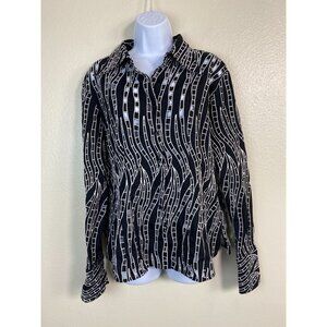 Samuel Dong Eyelet Black White Top Women size XL Artsy Art to wear Designer Boho